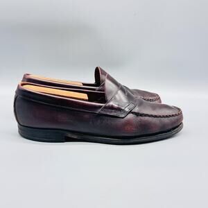 GH Bass & Co Weejuns Shoes Mens 9.5 Burgundy Leather Penny Loafers Slip On Dress